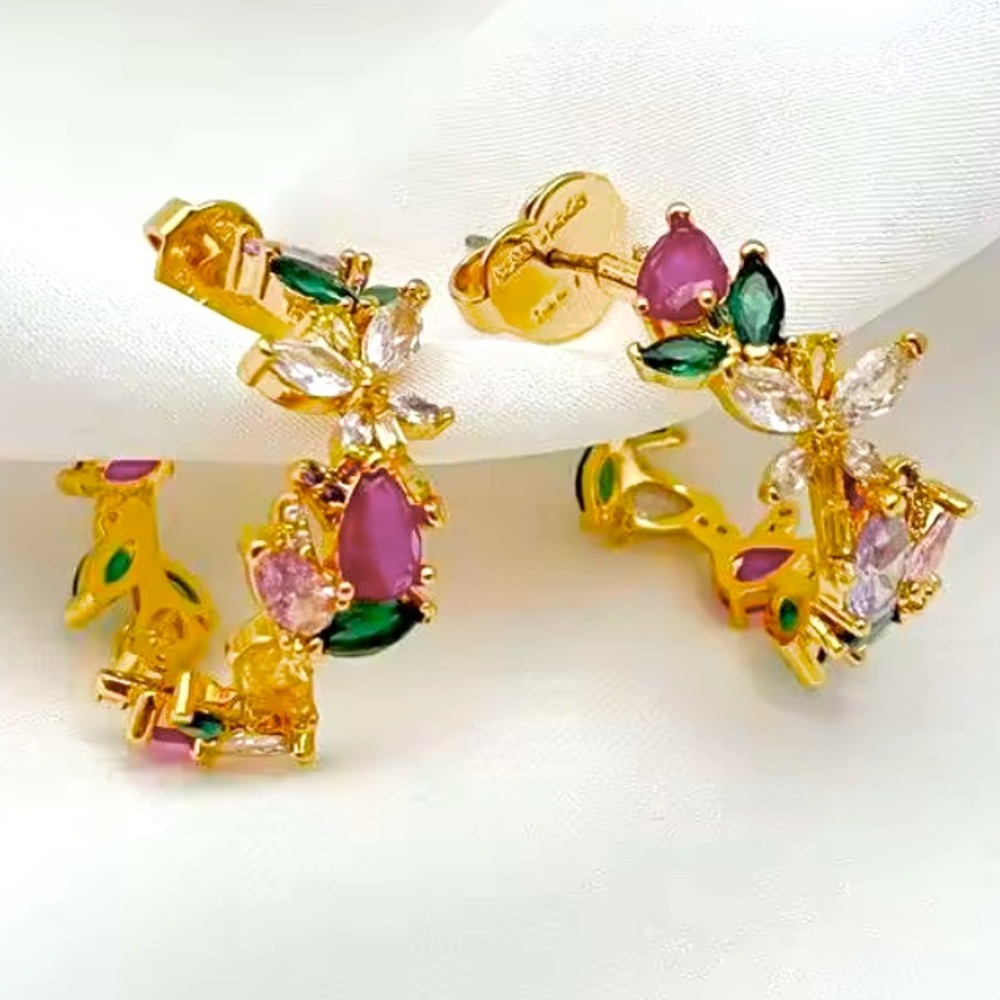 KATE SPADE NEW YORK ♠️ GREENHOUSE FLORAL HOOP EARRINGS 💐🌸🌷🌻 - Picture 8 of 9